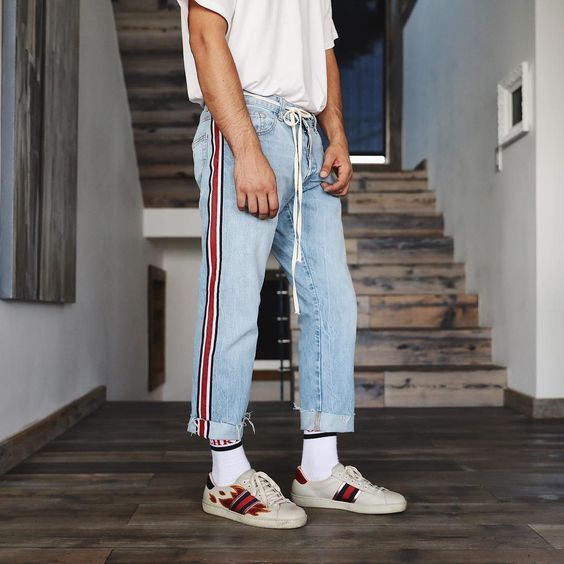 Calça com 2024 listras laterais masculina